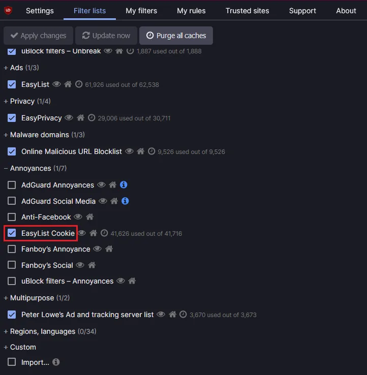 uBlock Origin filter list