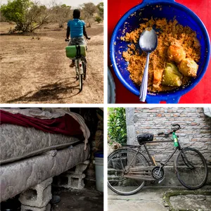 Person transporting water by bicycle